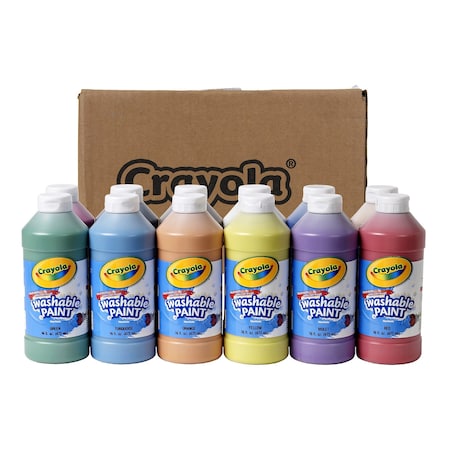 Crayola Washable Paint, Assorted Colors, 16 oz, 12PK 54-9718